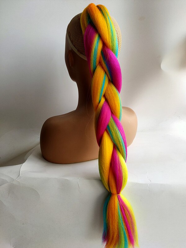Hywamply 24" Synthetic Jumbo Braid Hair Extension African Braiding Attachment for Twist Box Dread Braids Blend Ombre Candy Color: Y6