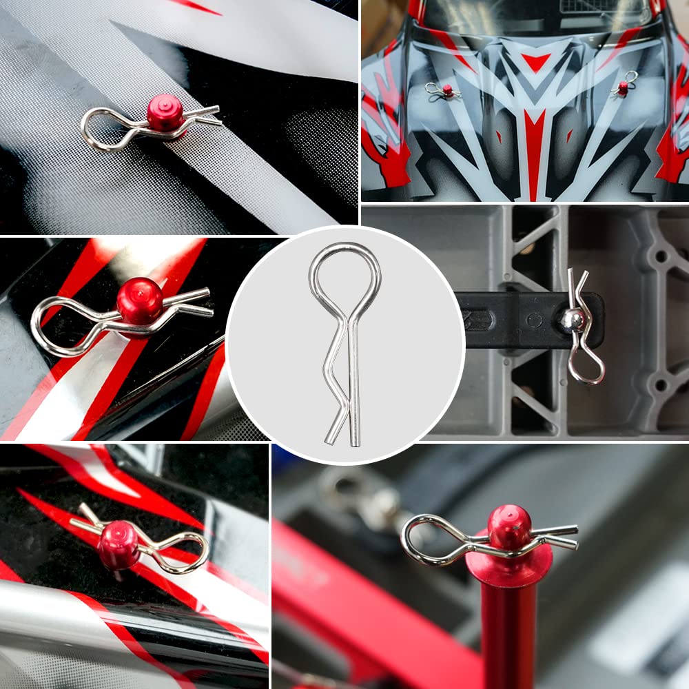 9IMOD 50 Uds Clips de carrocería RC 1/7 1/8 1/10 1/12 1/14 1/16 1/18 hebillas R de Metal coche camión Buggy Shell Pins piezas de coches RC