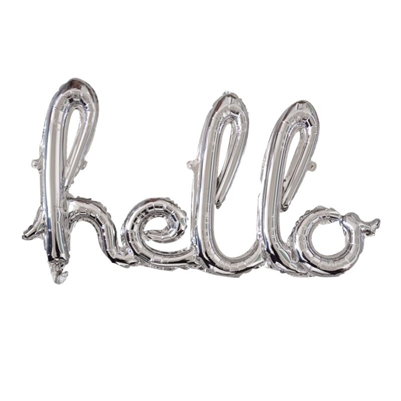 1set Rose Gold linking Hello Letter Foil Balloons Baby Shower 1st First Happy Birthday Party Decoration Balloons Air Globos: Silver