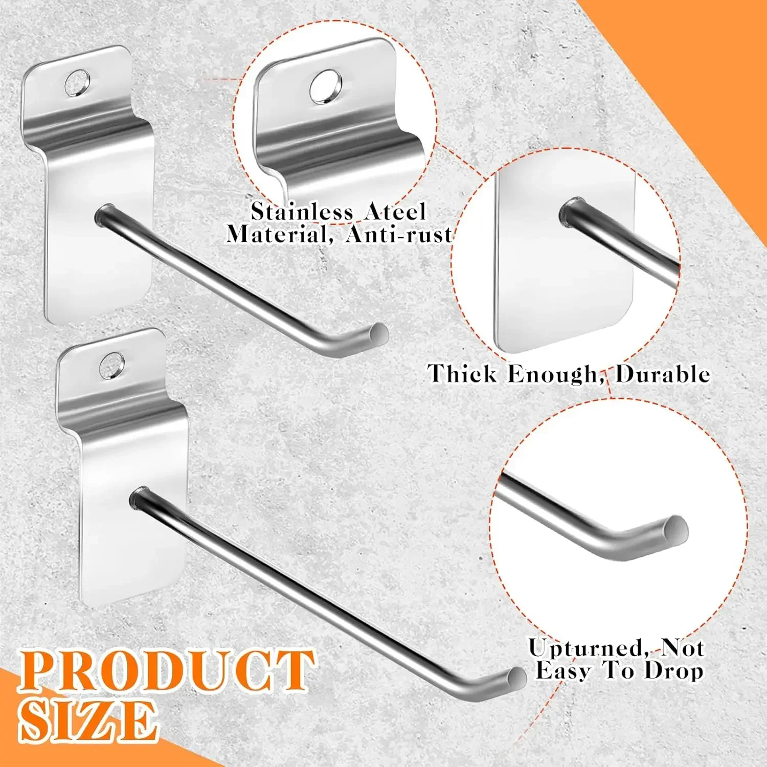 100/20Pcs Slatwall Panel Hook Slat Wall Hanging Hooks Metal Slatwall Hooks and Hangers Thickness Silver Slatwall Pegs for Garage