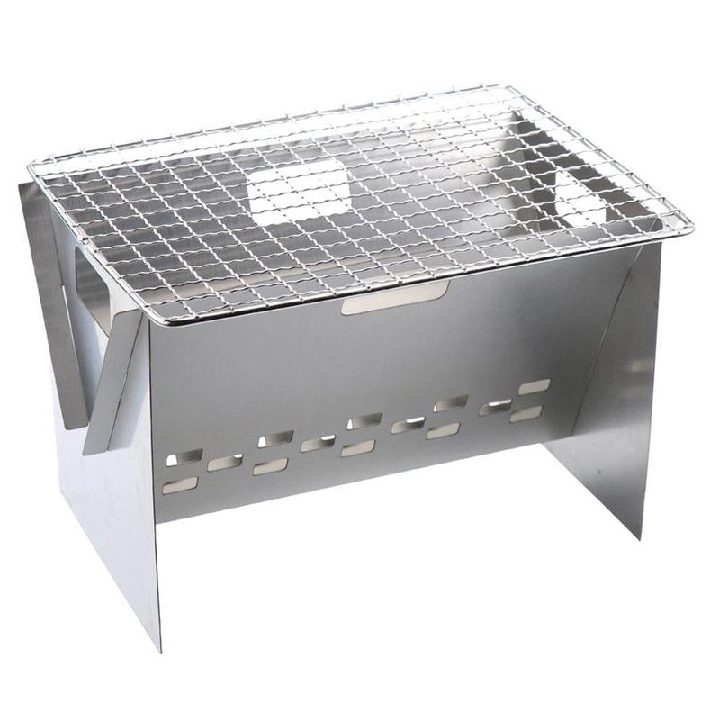 Steel Barbeque Stove Folding BBQ Grill Portable Outdoor Camping Picnic Wood Fire Burning Stove Charcoal Grill: Default Title