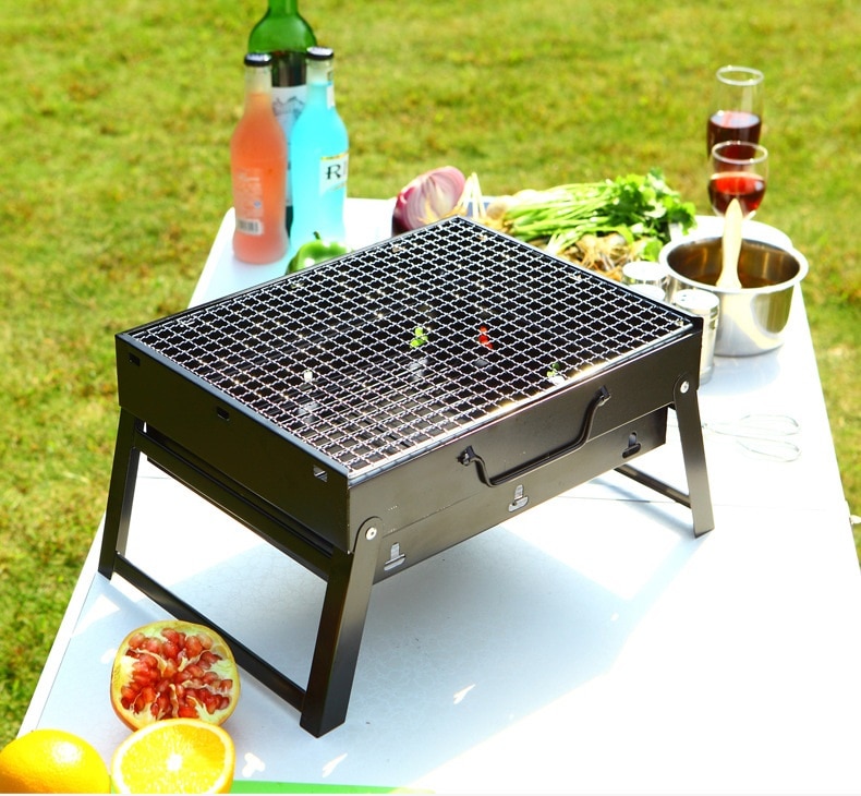 Ruostumaton teräs bbq grilli grilli kompakti hiili ulkona taitettava kannettava kebab šašlik grilli