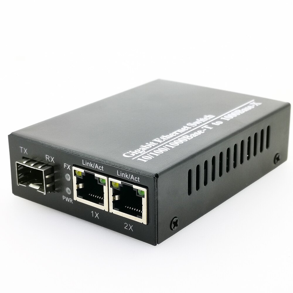 SFP Fiber media Converter om RJ45 Gigabit Media Converter SFP 2*10/100/1000 M Ethernet Converter transceiver fiber optische schakelaar