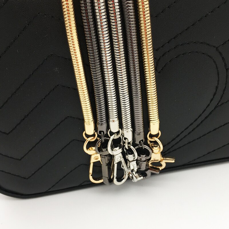 Ersättning guldkedja för väska delar tillbehör silverkedjor axel crossbody väskor för kvinnor lång svart handväska rem bälte