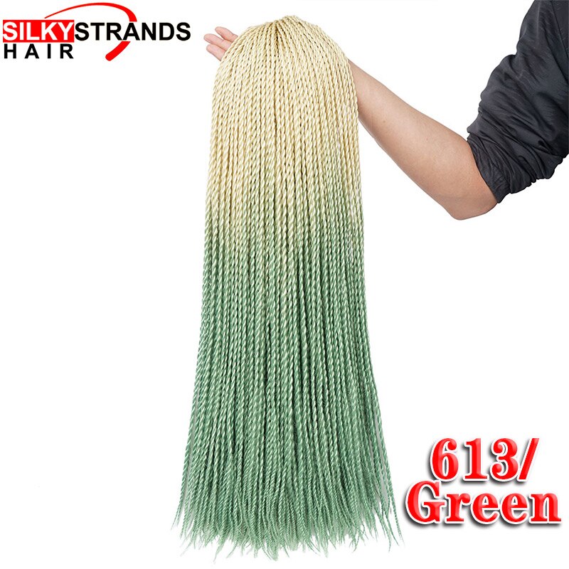 Extensiones de cabello trenzado ombré con hebras sedosas, trenzas de ganchillo sintéticas, colores grises y rubios