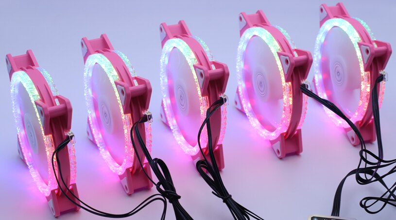 Wovibo-Ventilador silencioso con carcasa LED RGB , Enfriador de CPU de 120mm, Aura Sync, 12V, PWM, 6 pines, Diamante rosa