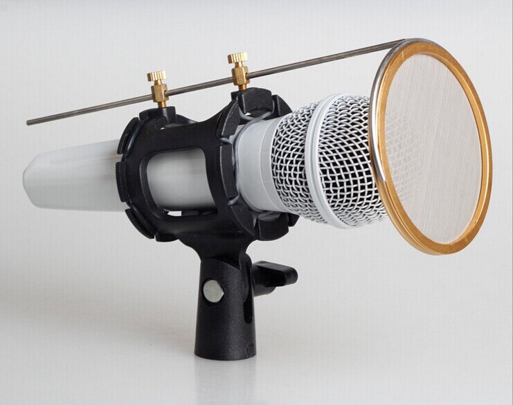 Universele Behandeld Condensor Computer Microfoonhouder met Wind Screen Suspension mount met flitsschoen