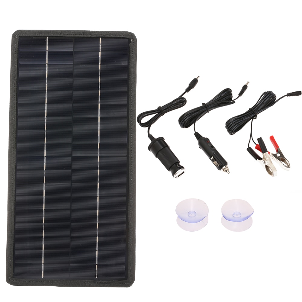 12V Solar Car Battery Charger Portable Monocrystalline Silicon Solar Power Panel Backup Trickle Charging For Motorcycle Boat