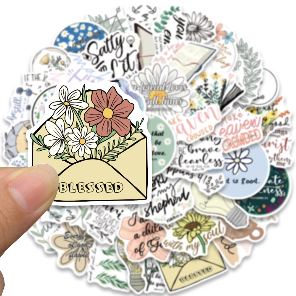 50 Stuks Esthetische Jezus Bijbel Offerte Stickers Voor Laptop Telefoon Bagage Gitaar Helm Waterdichte Graffiti Auto Stickers