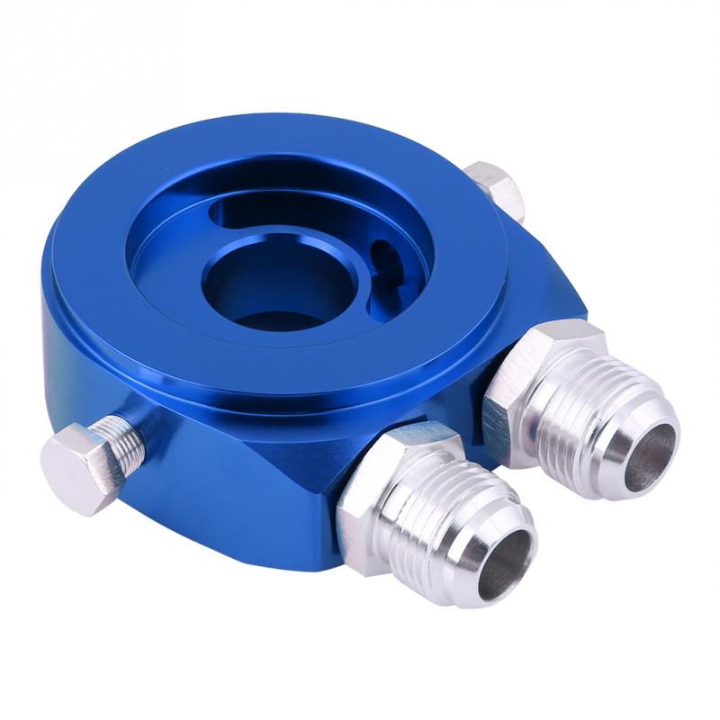 Filtro de aceite de aluminio M20 x 1,5, adaptador de placa sándwich, Kit de enfriador de aceite 18 NPT, adaptador sándwich, indicador de aceite, novedad: Azul