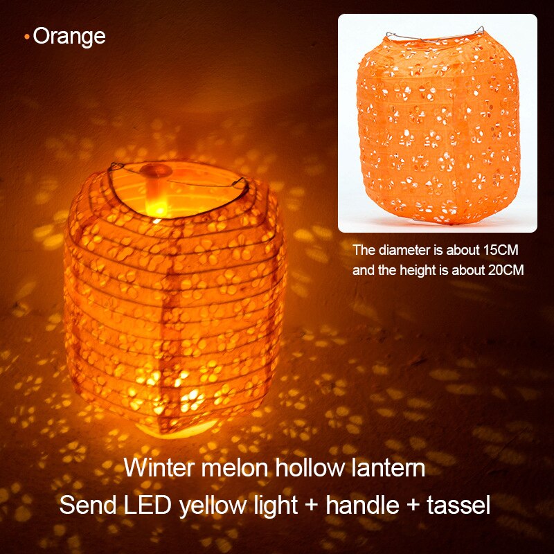 Chino hueco farol de papel decoración niños Diy de mediados de otoño linterna para eventos portátil brillante linterna vacaciones decoración lámpara: 07