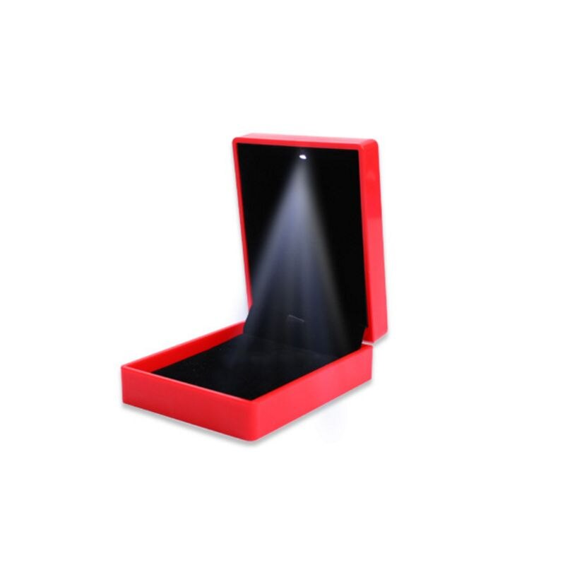 Cajas de almacenamiento de anillo de collar con luz LED, caja de de compromiso de boda, pendiente pulsera joyería, caja de exhibición