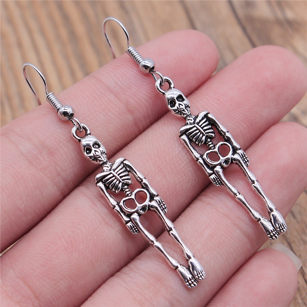Pendientes de esqueleto de calavera de 20 estilos, de Halloween, pendientes colgantes Punk oscuros de estilo gótico para mujer, de , joyería: Vino tinto