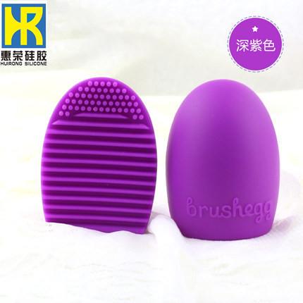 Makeup Silicone Brush Cleaner Glove Egg Scrubber Cosmetic Cleaning Board Pad Cute Silicone Washing Makeup Brush Cleaning Tools: Thicken Deep Purple