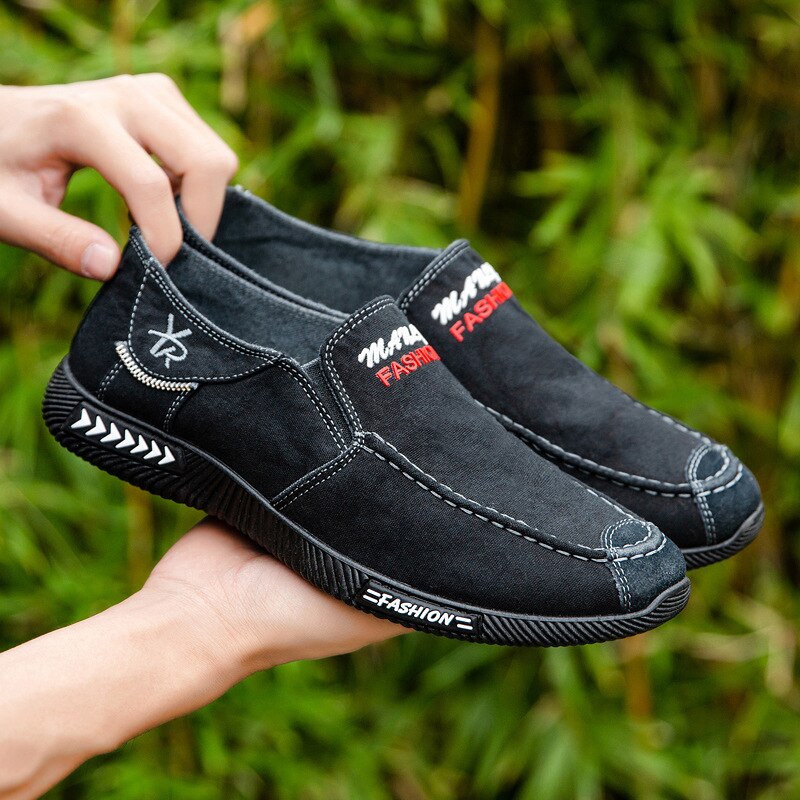 Chaussures homme printemps automne chaussures homme toile chaussures plates décontractées chaussures confortables respirantes chaussures homme ballerines noir