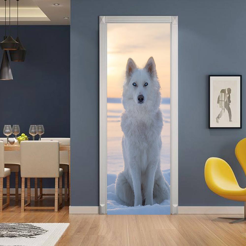 3D Arctic wolf door stickers wall stickers self-adhesive waterproof removable