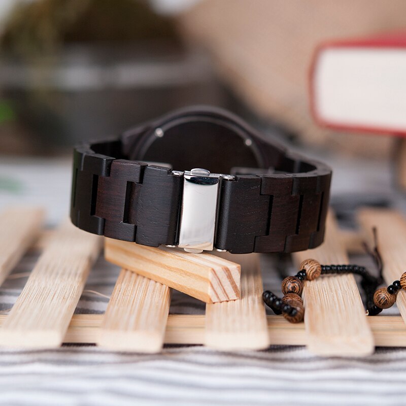 BOBO BIRD ébano relojes de madera para hombre, reloj con correa de madera, reloj de pulsera de cuarzo para hombre, relojes para hombre, ,