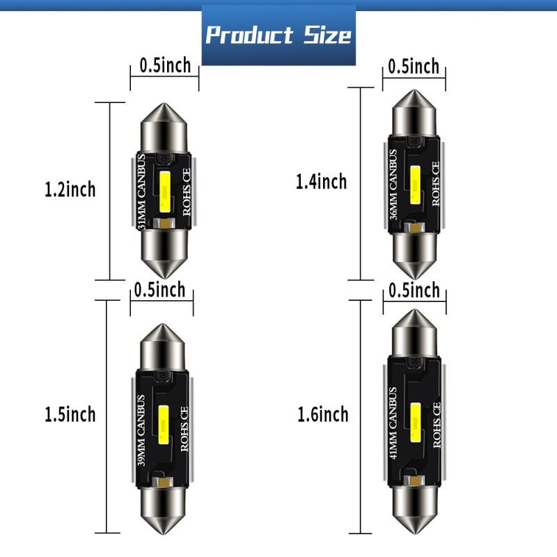 Bombilla de lectura Canbus superbrillante para coche, luz de lectura para Interior, sin errores, C5W, C10W, 31mm, 36mm, 39mm, 41mm, 1 ud.