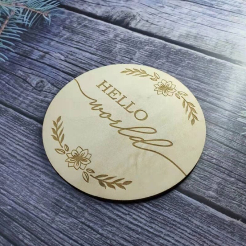 Tarjetas de madera hechas a mano para bebés, tarjetas de grabación de crecimiento mensual de recién nacidos, accesorios de fotografía para bebés de 1 a 12 meses, 1 unidad: 15