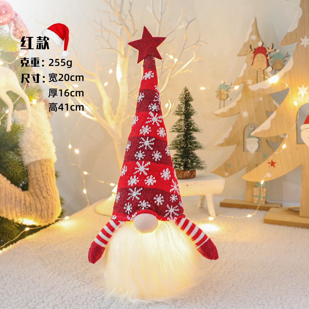 16 “tændt juletræ santa plys skandinavisk svensk tomte lys op alf legetøj julepynt: Rød