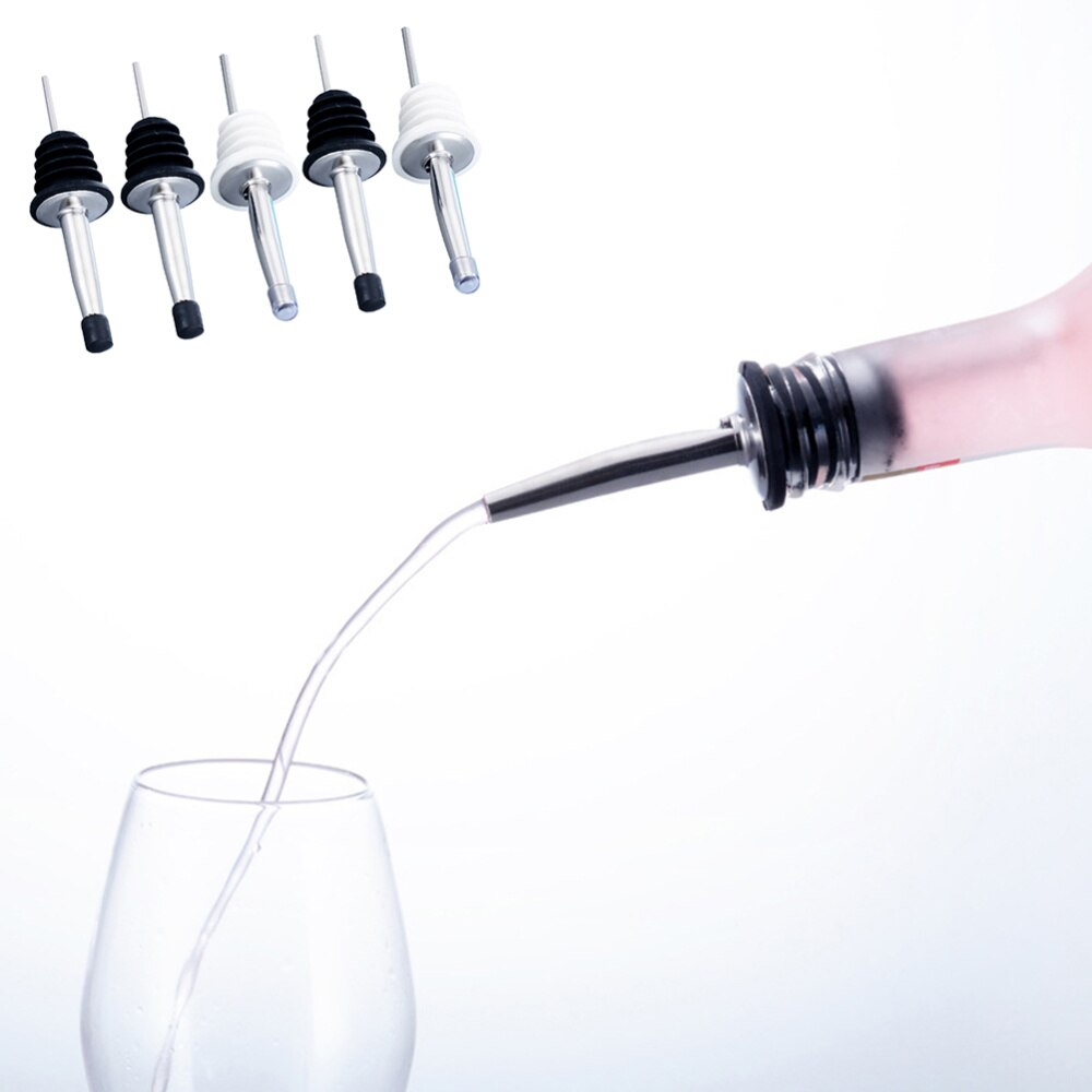 5pcs Stainless Steel Pourer Bottle Stopper Pourer Oil Stopper with Lid for Bar Party Restaurant (Rando