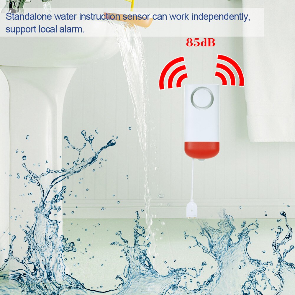 433MHz Wireless Water Leakage Sensor Standalone Water Leaks Intrusion Detector Support Local Alarm Alert Water Level Overflow