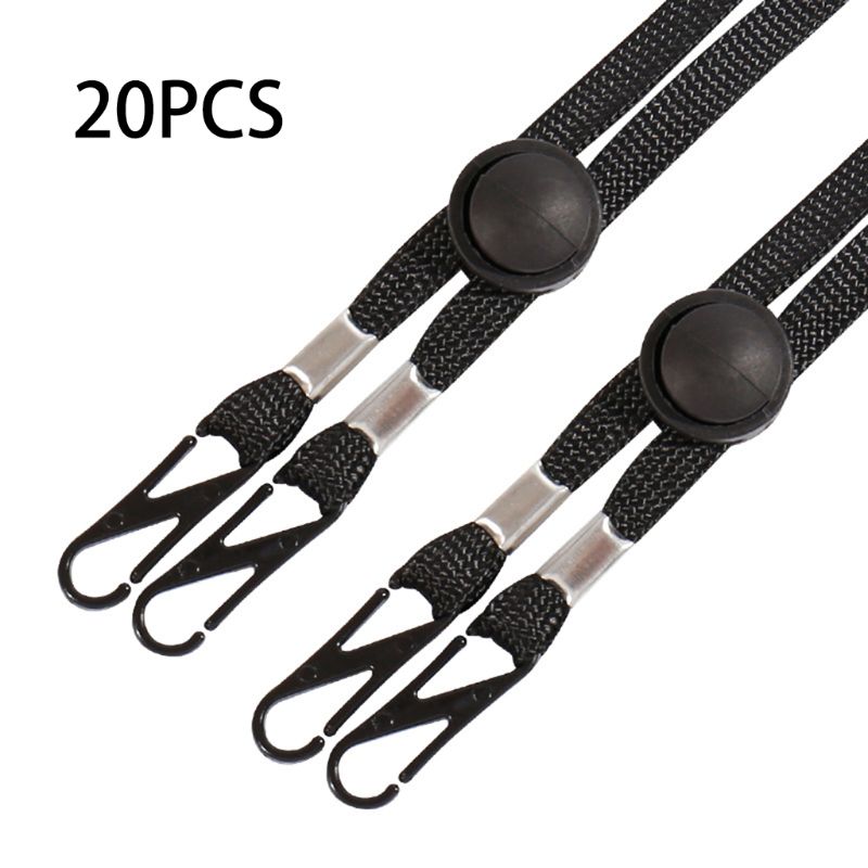 20Pcs Verstelbare Lengte Gezichtsmasker Lanyard Handige Handige Veiligheid Masker Holder Hanger Comfortabel Rond: Black