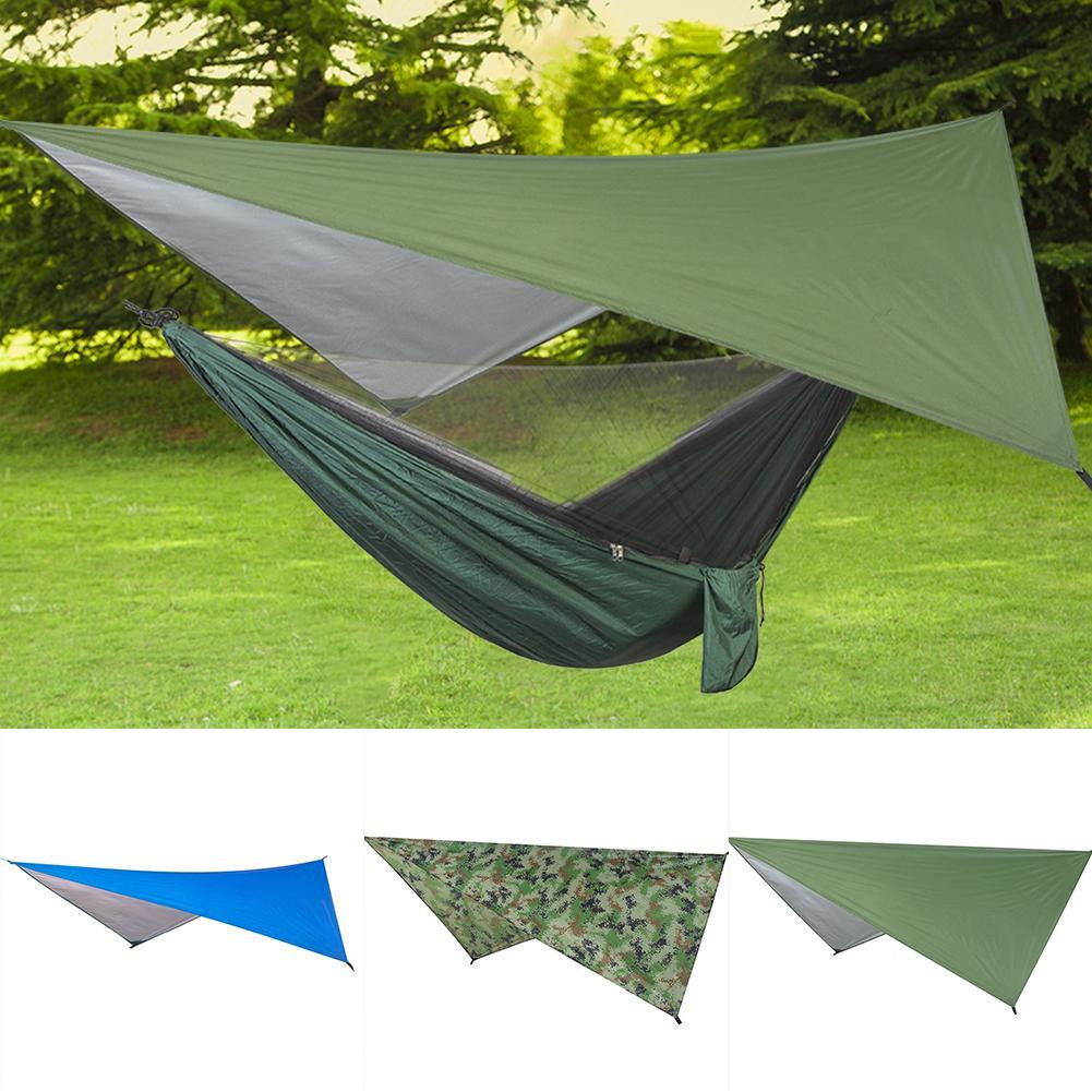 Hamaca grande impermeable para lluvia y moscas, lona ligera, portátil, impermeable, antipolvo, protección solar UV