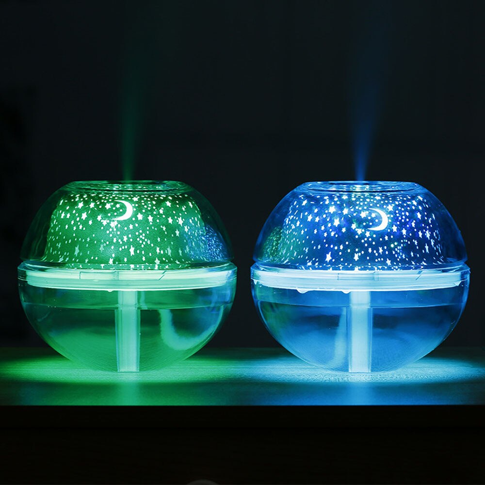 Electric Humidifier Essential Aroma Oil Diffuser USB Colorful LED Projector Light Humidifier Crystal Projection Lamp Night Lamp