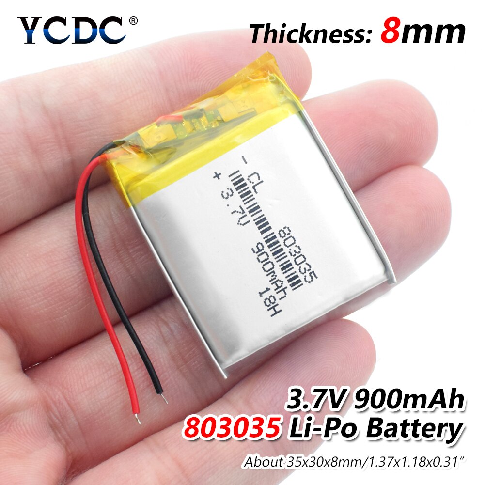3.7V lithium polymer battery 803035 850MAH Rechargeable Li-ion Cell With PCB For Toy GPS MP3 MP4 MP5 Mini Fan Bluetooth Speaker: 1Pc