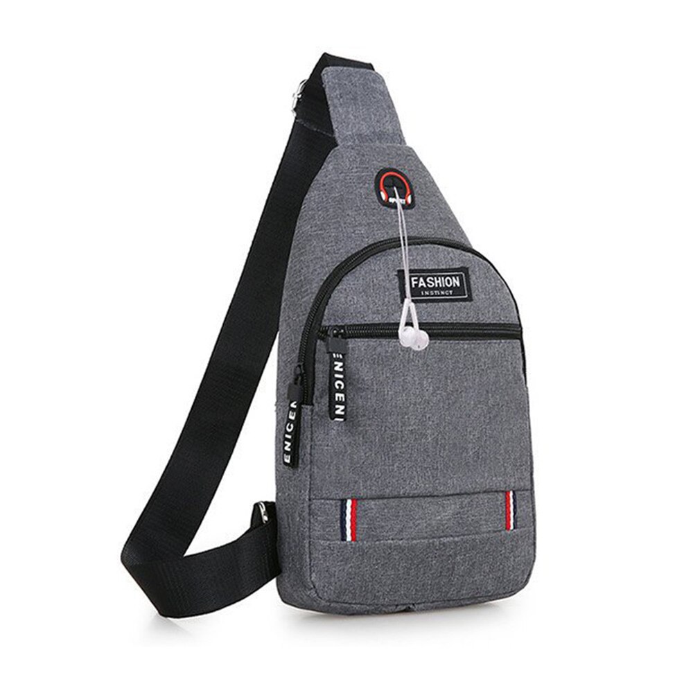 Bolso cruzado Oxford de con carga USB para hombre, antirrobo, para el pecho, para viaje, corto, bolso de hombro impermeable: C-gray