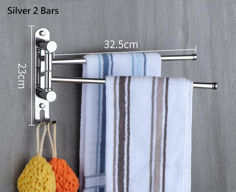 Rotierender Handtuchhalter aus Edelstahl 304, kein Stanzen, Handtuchhalter, Doppelstange, Multi-Stange, Badezimmer-Handtuchhalter, Hängestange: Gelb