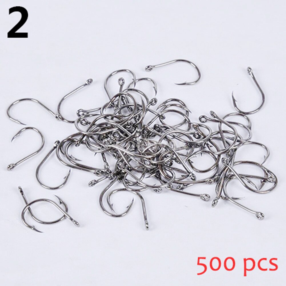 500 Pcs 10 Sizes Assorted Sharpened Carbon Steel Fishing Hooks with Tackle Box Fly Fishing Jip Barbed Carp Hooks Sea Tackle: Silver