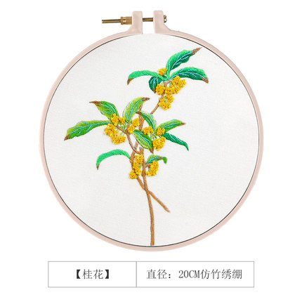 Chinese Flower Embroidery Circle Sewing Kit with Embroidery Hoop Cross Stitch Sets Craft For Art Craft Sewing Home Decor: 3 / 20cm plastic hoop