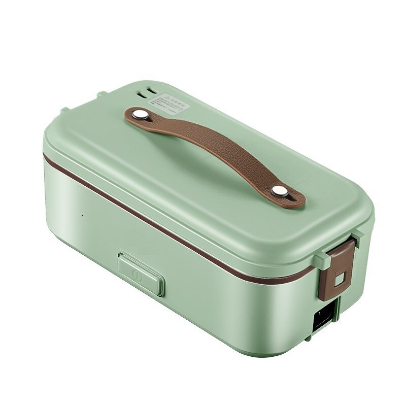 Double-layer Lunch Box Food Container Portable Electric Heating Insulation Dinnerware Food Storage Container Bento Lunch Box: single layer green