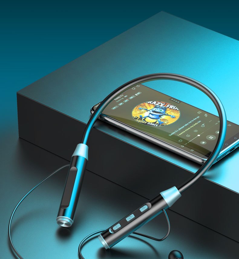 ultra-long battery life hanging neck bluetooth earphone wireless in-ear neck hanging magnetic sports bluetooth headphones