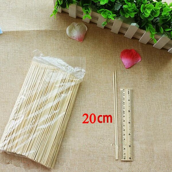 50 stk 15 ~ 40cm 3mm bambus engangs træbbq festspyd naturlige bambuspinde kødmad grillpinde tilbehør: 20cm