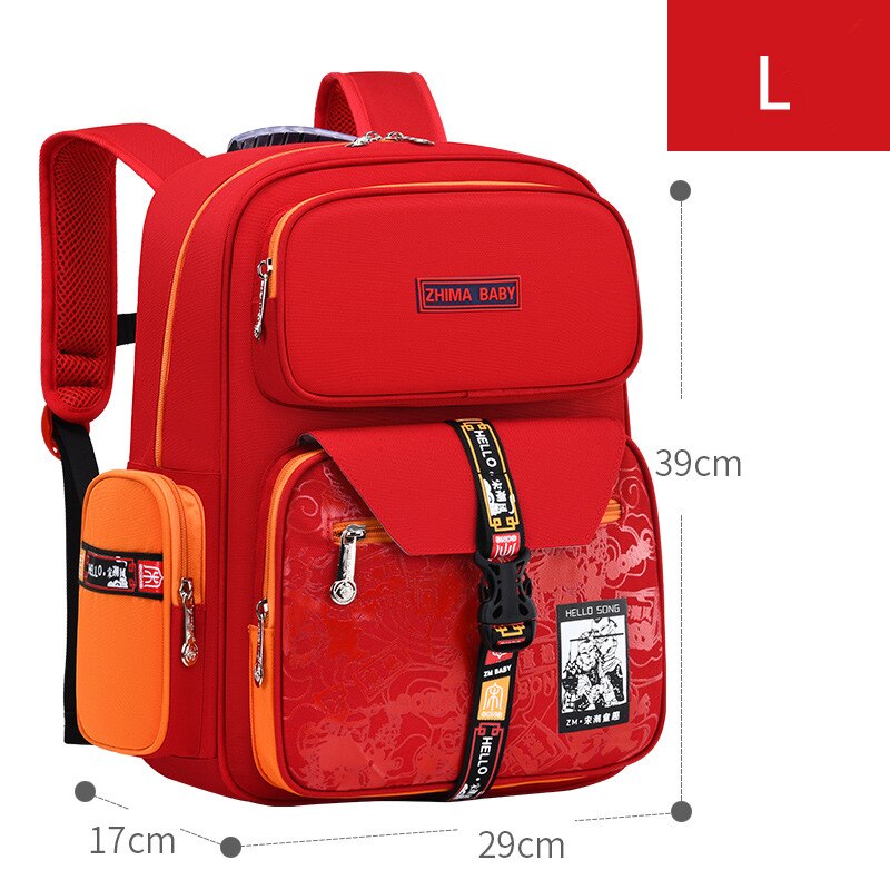 Chinese Stijl Retro Kinderen Orthopedische Schooltas Voor Tiener Jongens Meisjes 2 Size Student Rugzakken Kids Schooltassen Mochila: L red