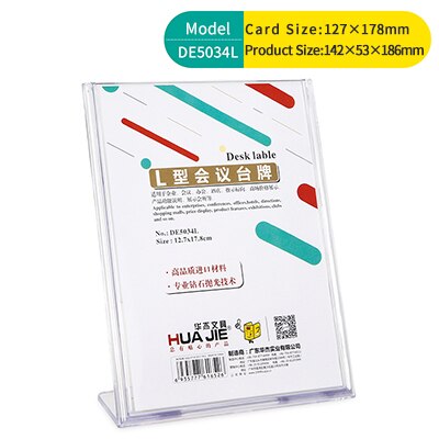 Supports d'étiquettes, cadre pour carte, pour bureau pour réunion, en forme de L, pour panneau Transparent, présentoir d'étiquettes de prix, fournitures de bureau, 5 pièces/lot: DE5034L 127x178mm