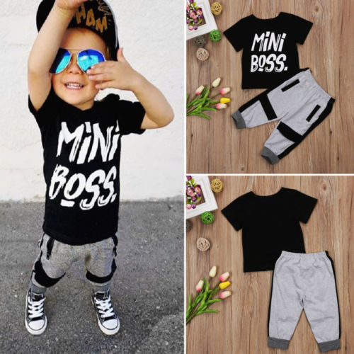 Conjunto camiseta e calça infantil, casual, para meninos, roupas de verão, 2 peças