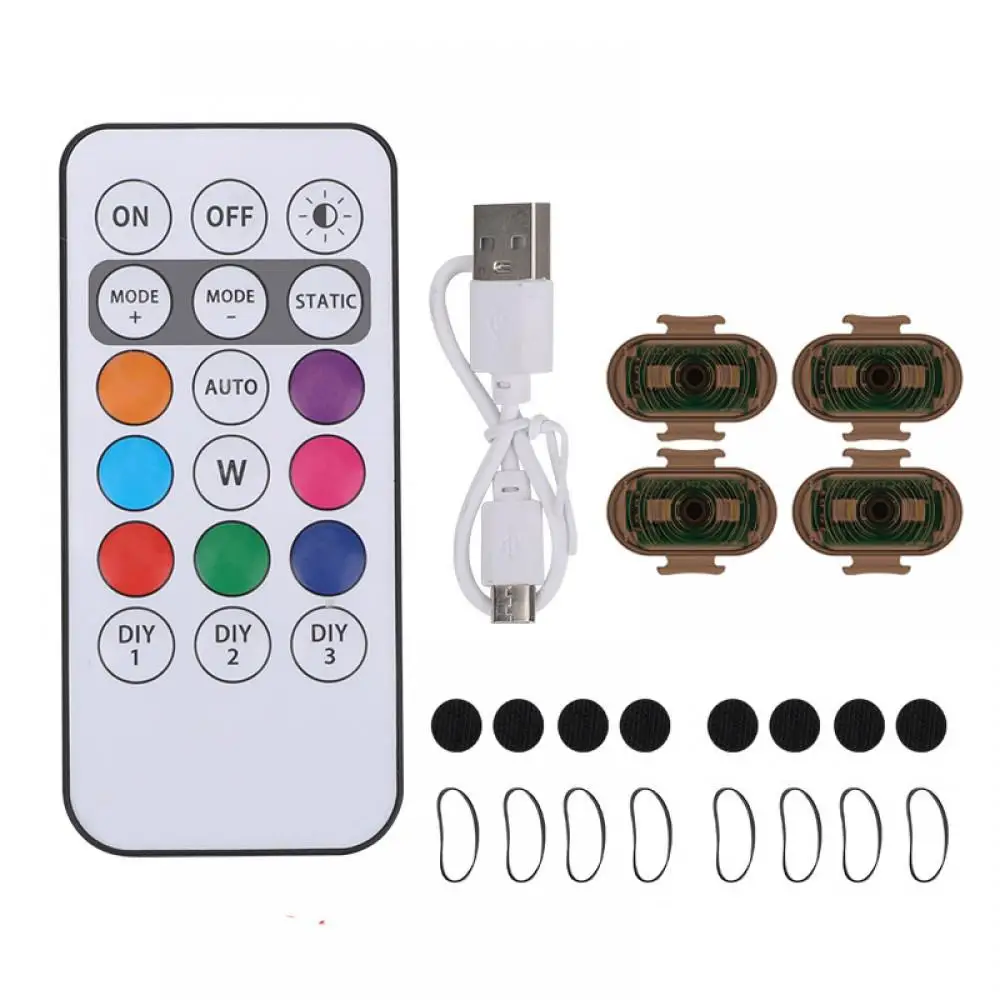 7 farver fjernbetjente rgb led fly strobe lys motorcykel lys led flash lys fly helikopter trådløse advarselslys: Militærgrøn