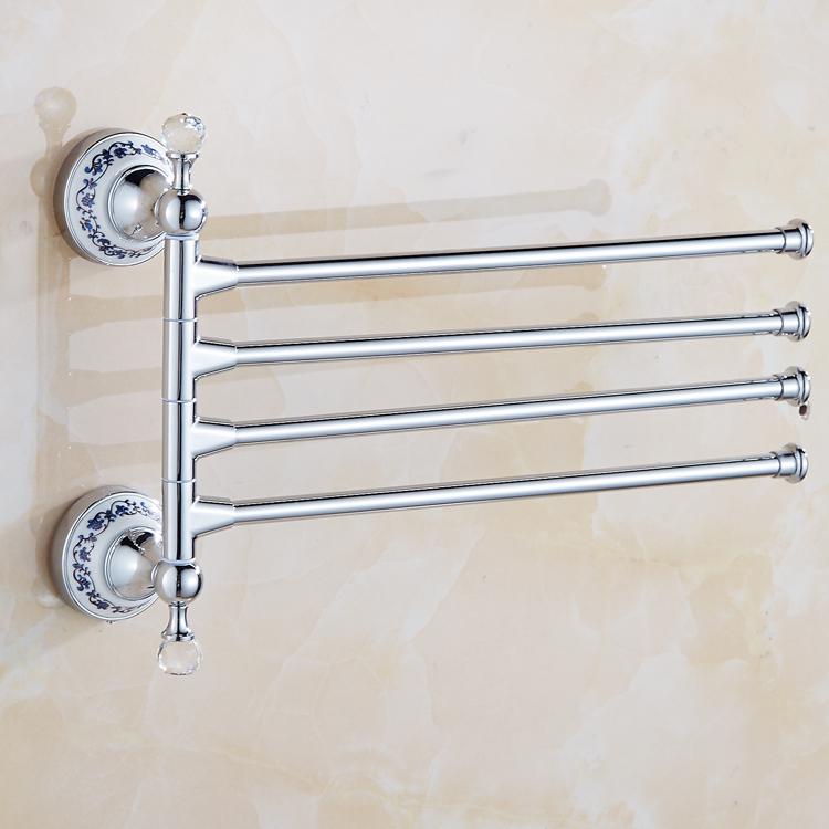 Silver Crystal Bathroom Hardware Set European Chrome Finish Ceramic Plate Antique Bathroom Accessories Hanging Suit T345: 4 arms