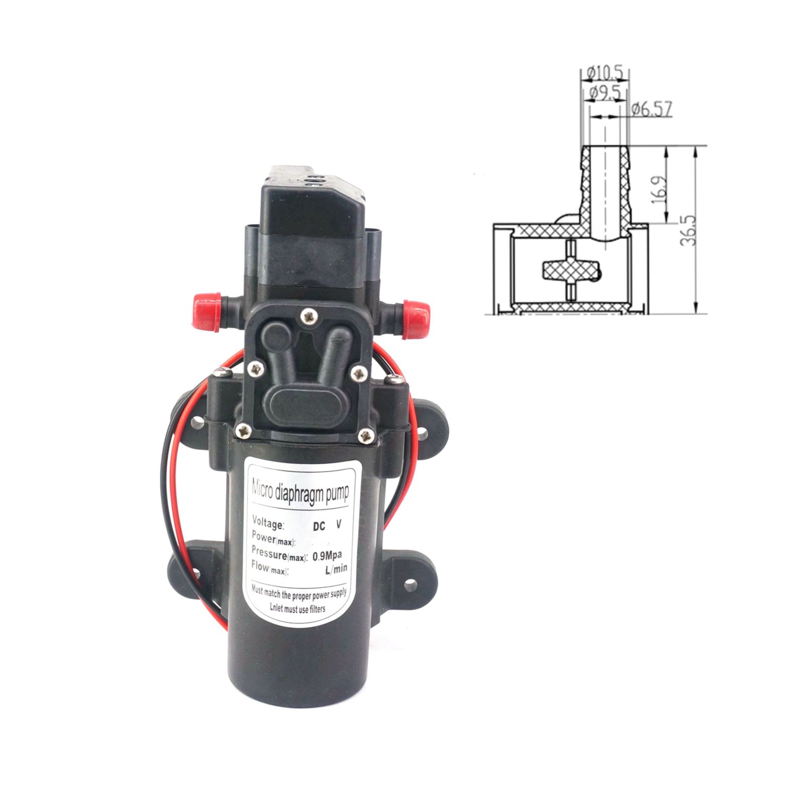 12V/24VDC 15W/30W/60W/80W Membranwasserpumpe Selbstansaugende Druckerhöhungspumpe Automatischer Schalter Durchfluss 2-5,5L/min: Grün / 3 V