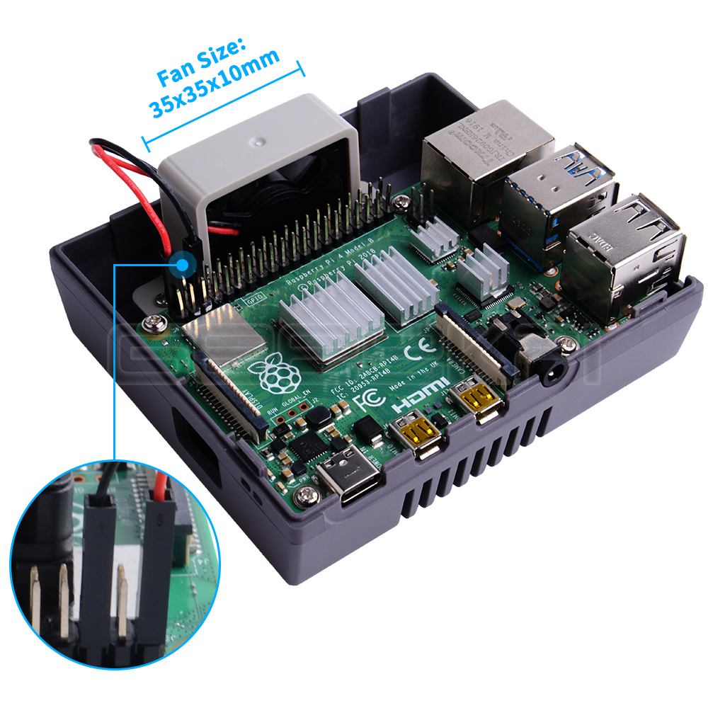GeeekPi Game 3Pi/4Pi NES 3Pi/4Pi Style Case Kit ABS 3510 Functional Cooling Fan Heatsinks for Raspberry Pi 4 B or 3B+/3B/2B