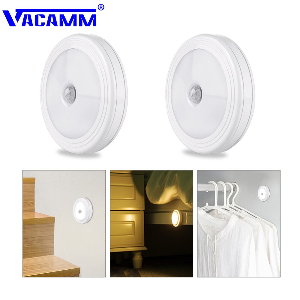 Vacamm Wandlamp LED PIR Motion Sensor Auto On/Off Batterij Operated Lamp Voor Indoor Gang Gangpad Trappen Warm wit/Wit