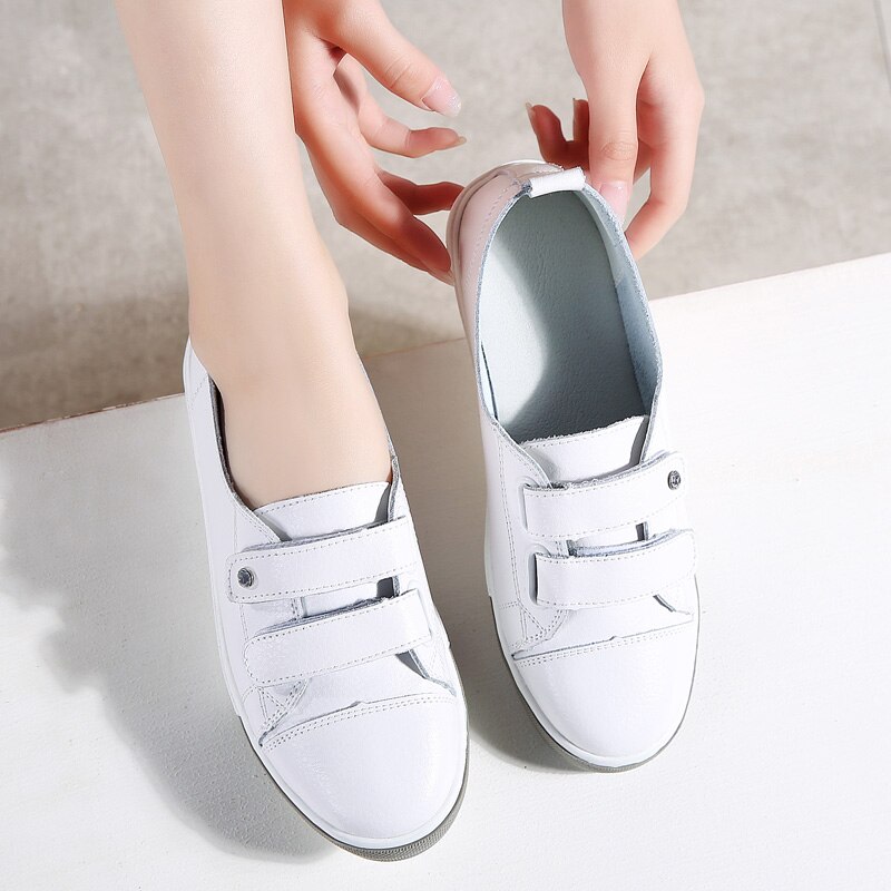 Tkn herfst dames sneakers flats slip on ballerina's loafers dames casual bootschoenen klittenband leren schoenen dames 180