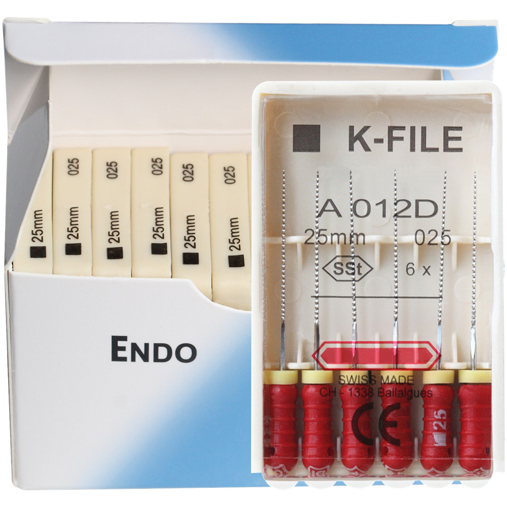 K-FILE Dental de acero inoxidable, limas de Endodoncia de uso manual, productos de laboratorio de odontología, 21/25/31mm, 10 paquetes/caja: Morado