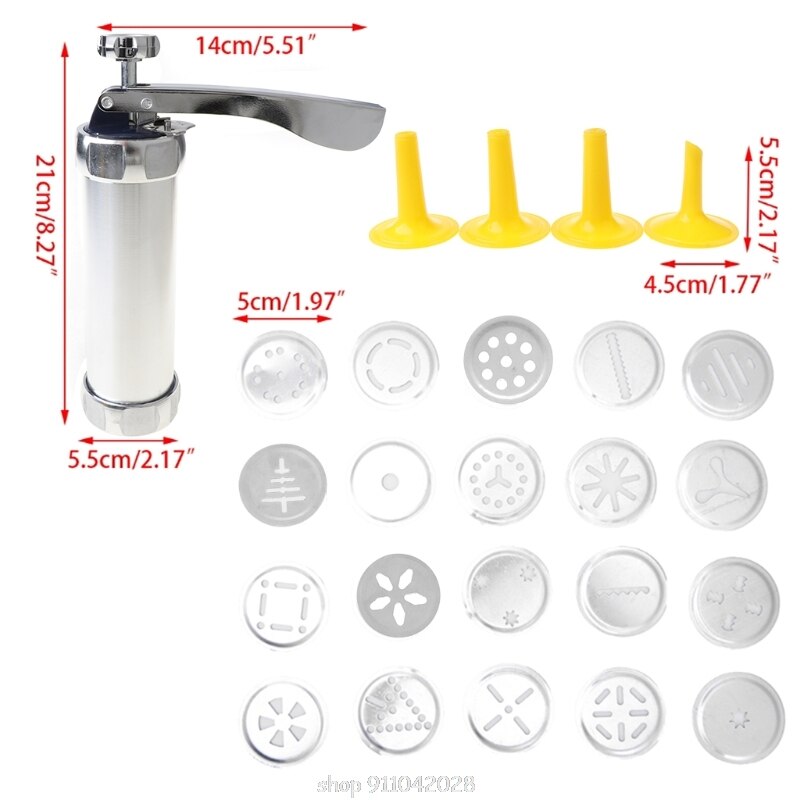 Cookie Presse Pistole Bausatz, DIY Keks Hersteller und Churro Hersteller mit 20 Dekorative Schablone Scheiben und 4 Glasur Tipps N23 20