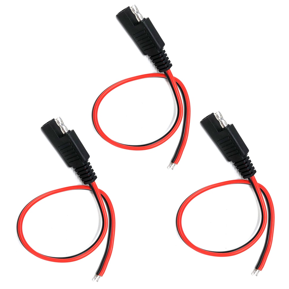 DIY 3PCS SAE Power Extension Cable 18AWG 30cm Solar Battery Quick Disconnect SAE Connection Lead For Motorcycle, Car, Tractor