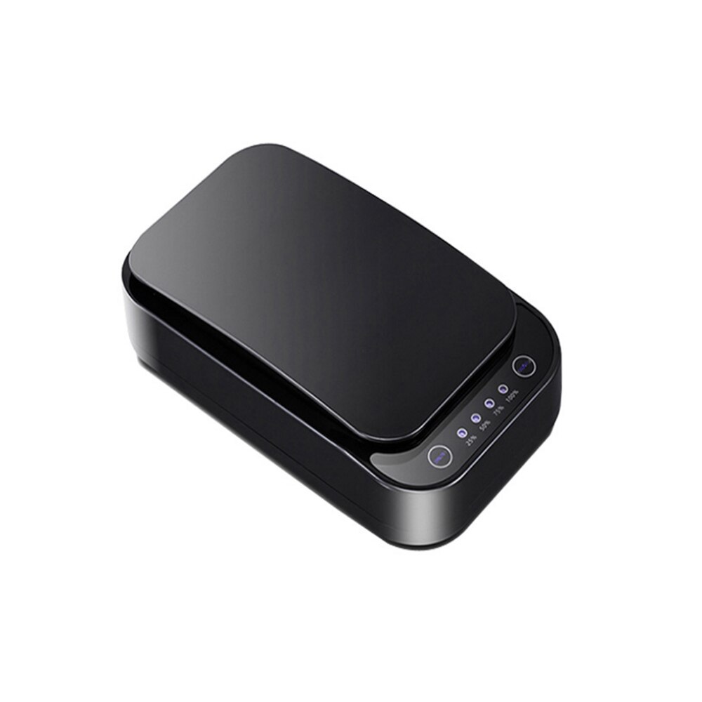 Draagbare Telefoon Uv Sanitizer Ziektekiemen Usb Draagbare Licht Sterilisator Box Bacteriën Uv Desinfectie Lampen Apparaat Draadloos Opladen: Zwart